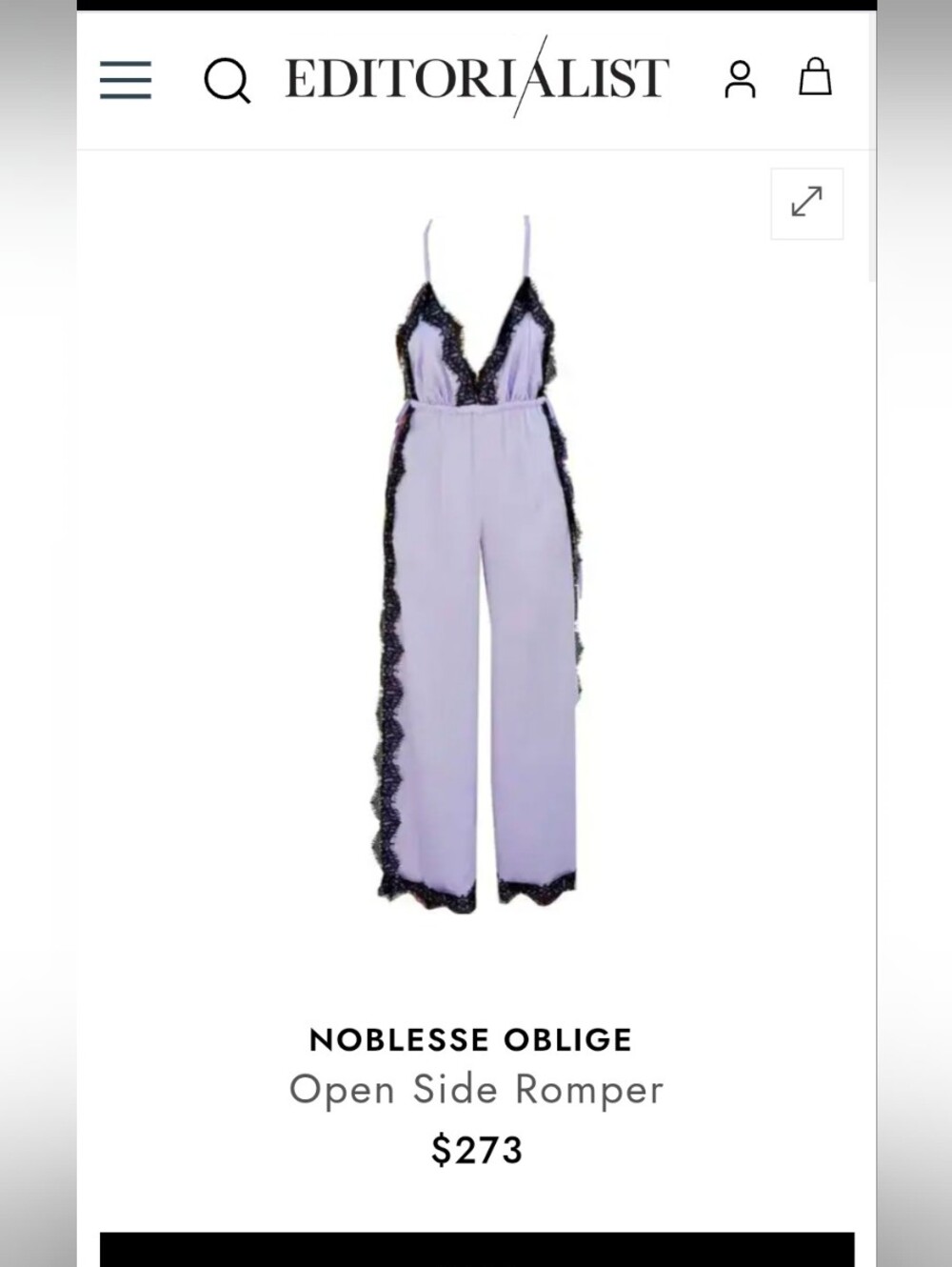 NOBLESSE OBLIGE  Open Side Romper M/L